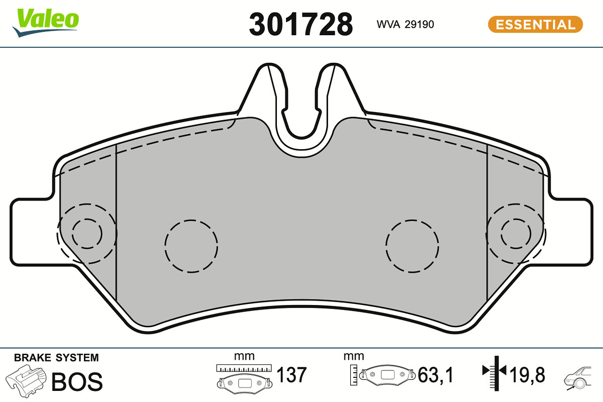 Jeu de 4 plaquettes de frein VALEO ref. 301728